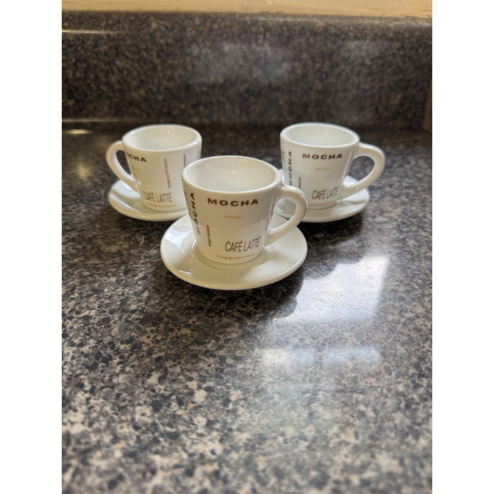 Espresso Cups with Saucers, 3 oz‎ Small Ceramic Espresso Coffee Mugs Set of 3